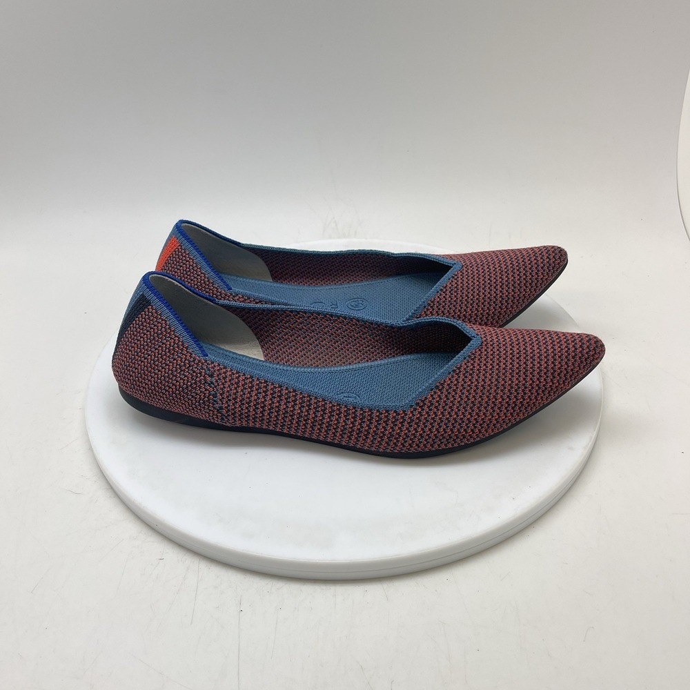 Rothy's The Point Ballet Flats Womens 7.5 Tangerine Triple Stitch Casual Shoes